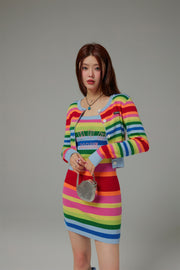 Rainbow Stripes Knit Cami Dress