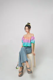 Rainbow Off-Shoulder Blouse