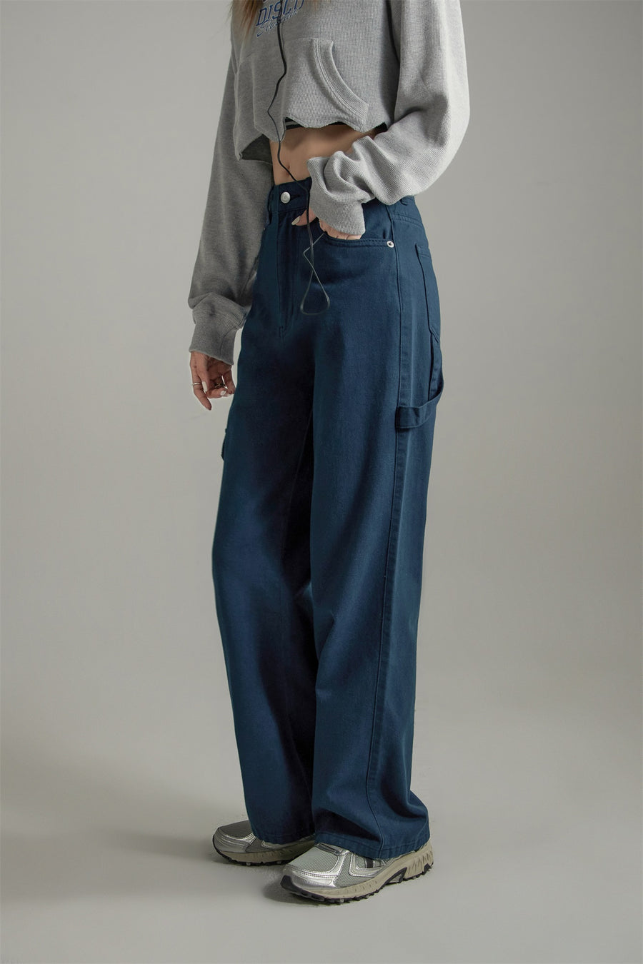 CHUU Side Strap Straight Wide Pants