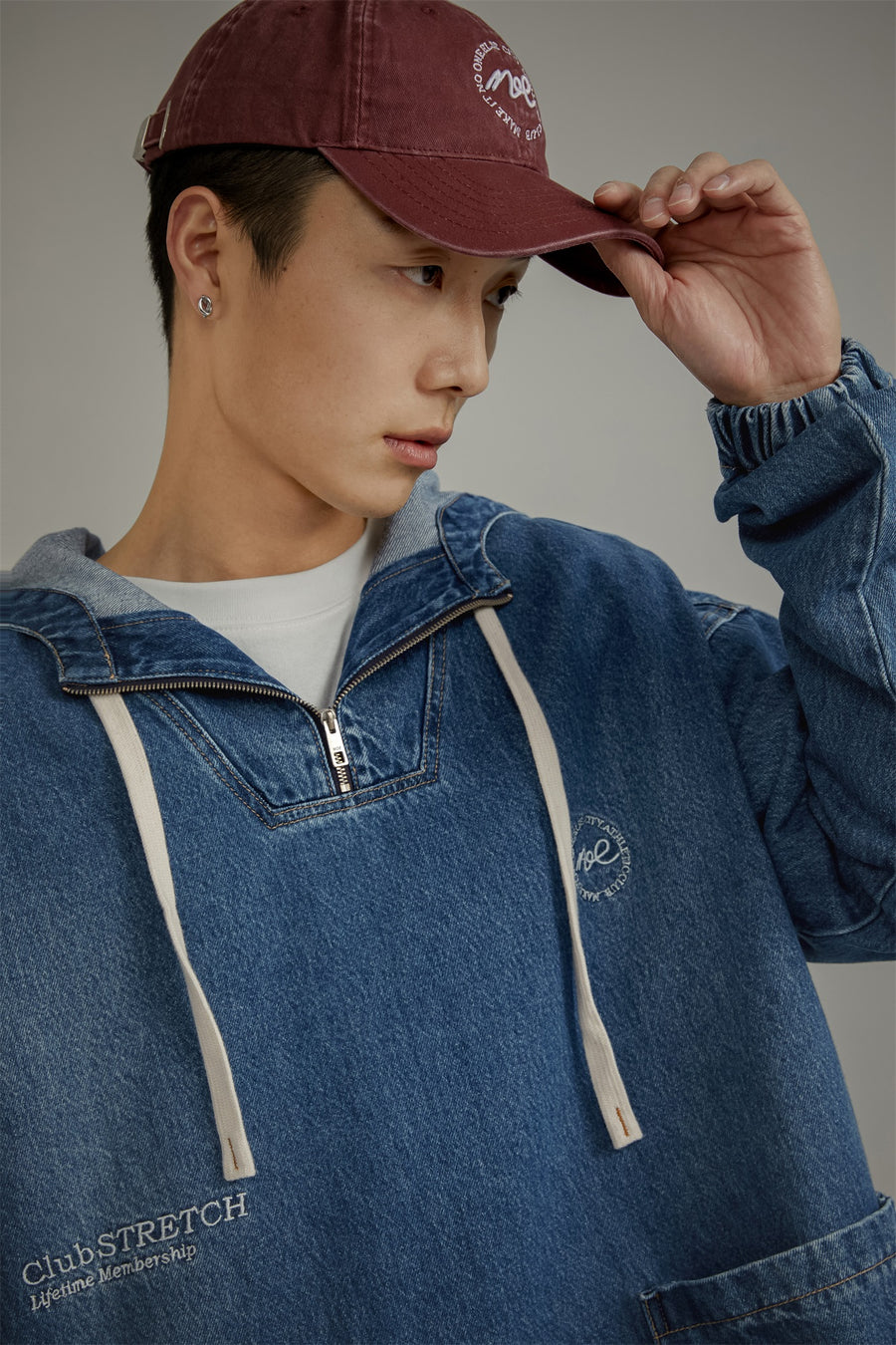 CHUU Club Stretch Denim Pocket Anorak Jacket