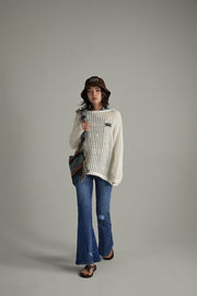 Ribbed Open Knit Loose Fit Sweater