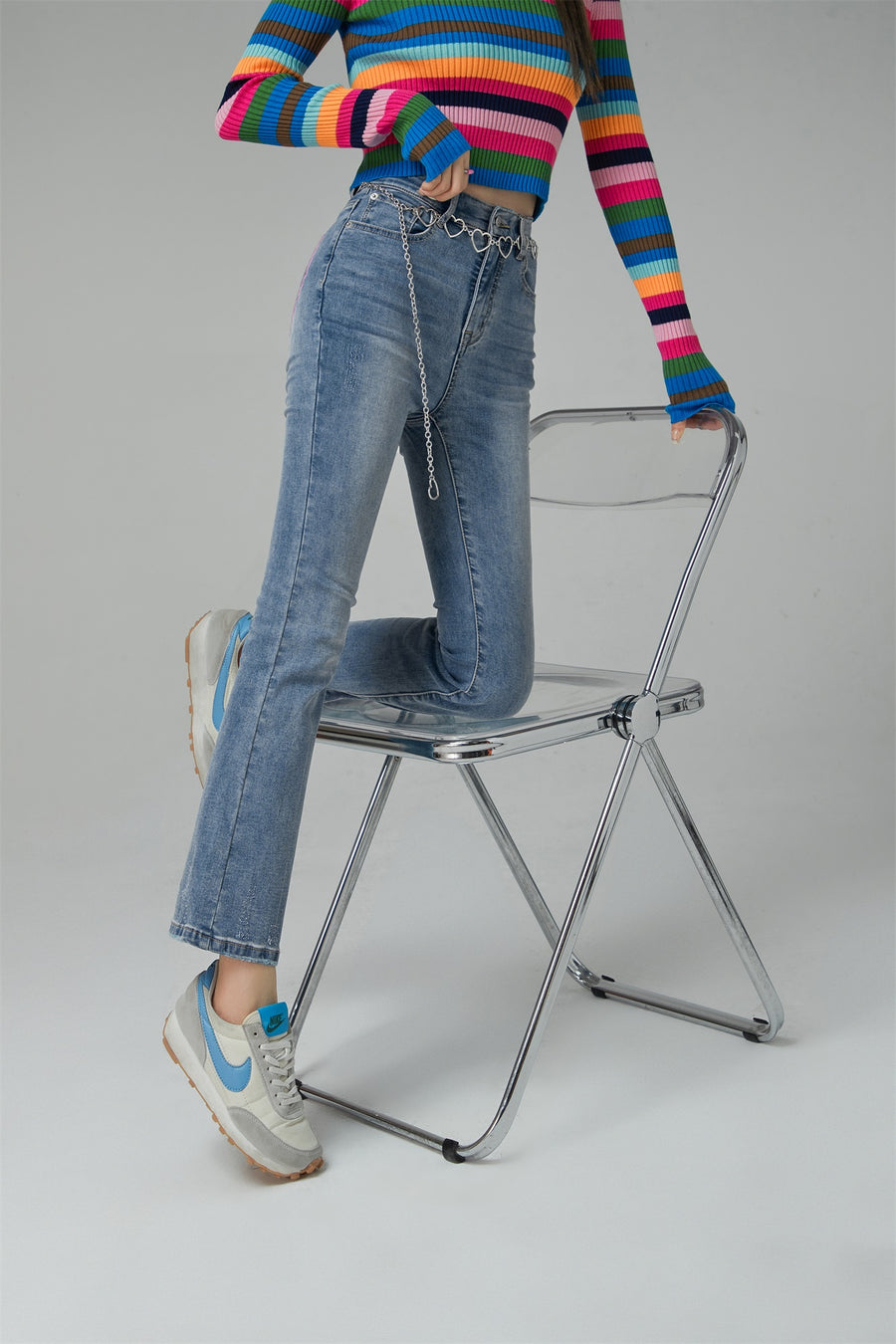 CHUU Heart Pocket Bootcut Denim Pants