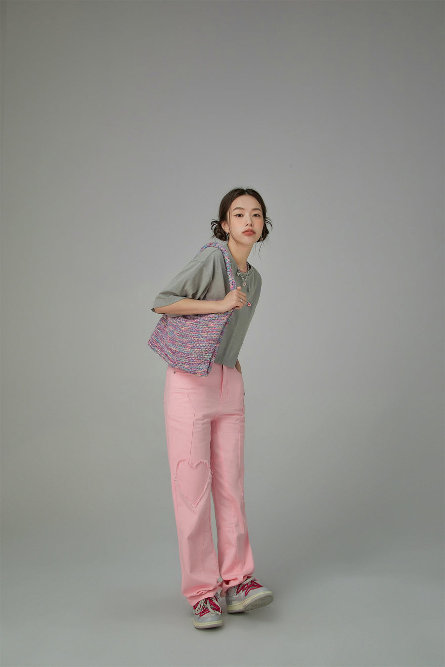 CHUU Rainbow Knit Shoulder Bag