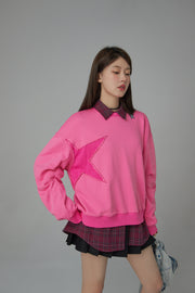 Just The Surface Star Loose Fit Sweatshirt