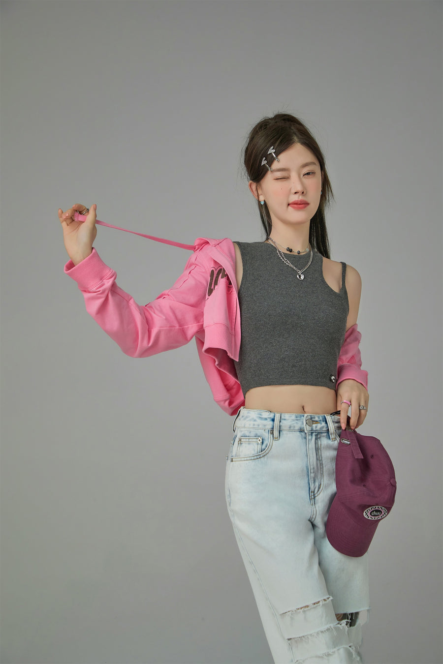 CHUU Double Strap Cutout Sleeveless Top