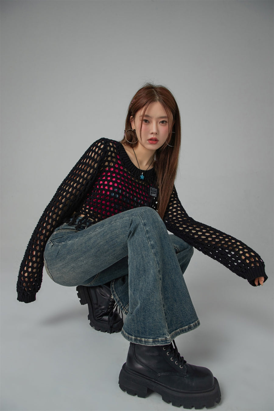 CHUU Charismatic Persona Cropped Knit Top