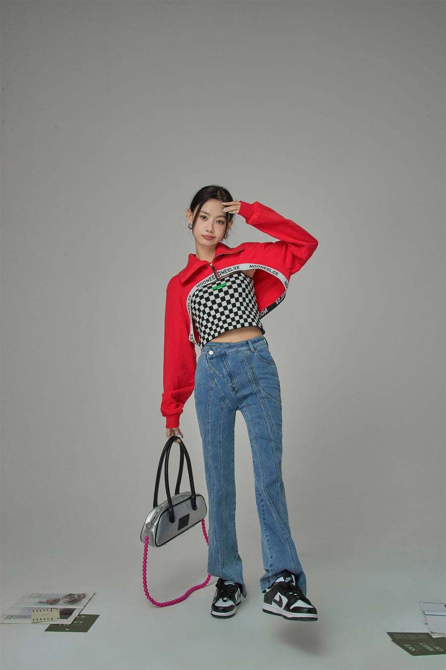 CHUU Paradise Where We Are Living Maxi Cropped Sweatshirt