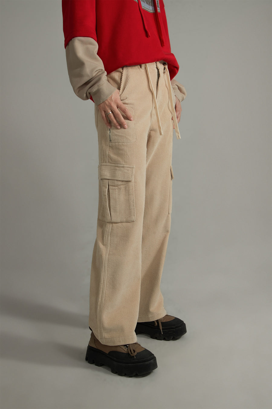 CHUU Corduroy Straight Cargo Pants