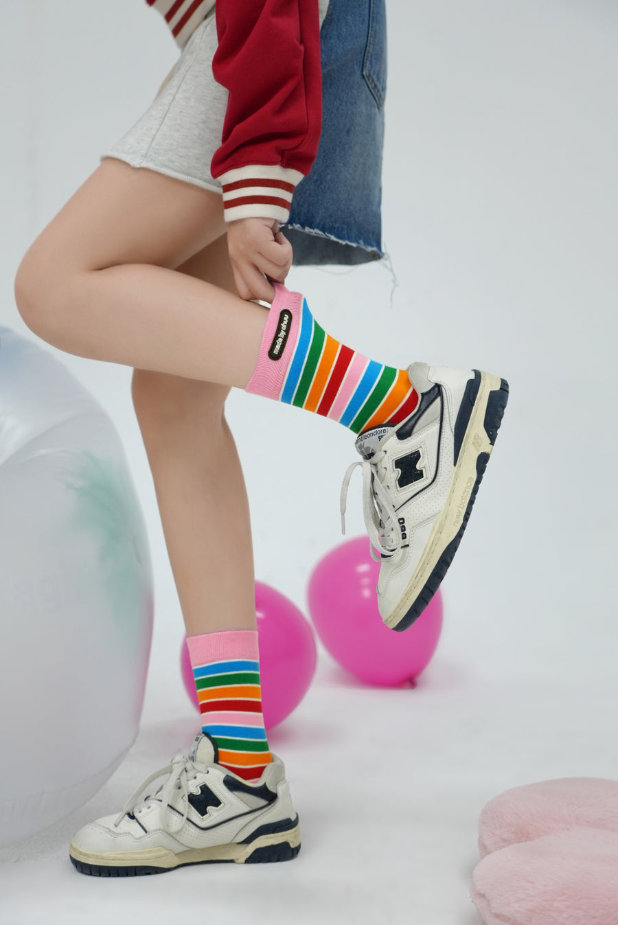 CHUU Rainbow Stripes Ankle Socks