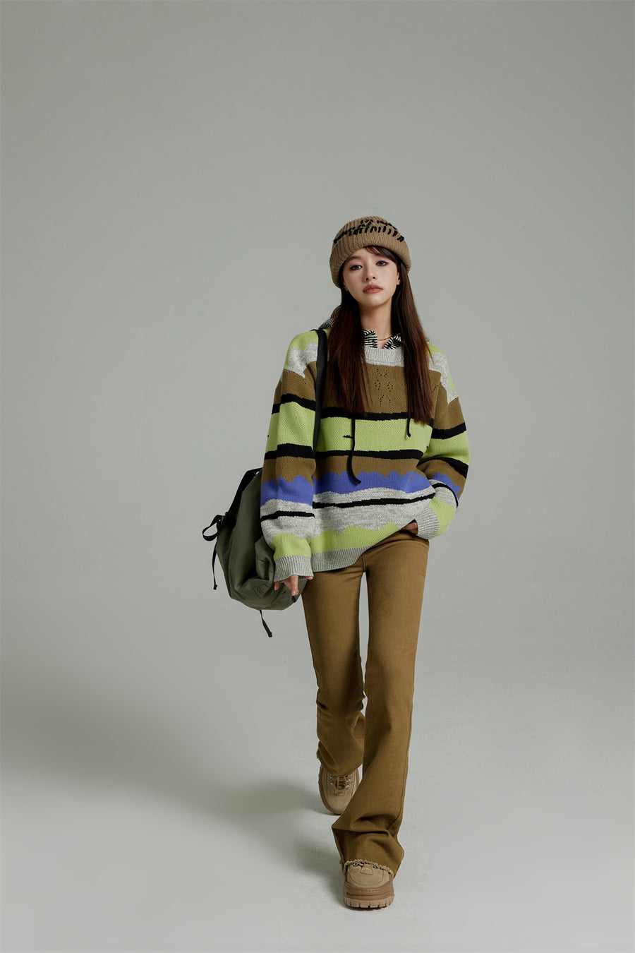 CHUU Striped Loose-Fit Knit Sweater