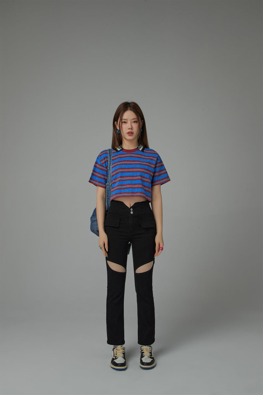 CHUU Striped Cropped T-Shirt