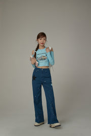 Chuu Circus Off-The-Shoulder Ribbed T-Shirt