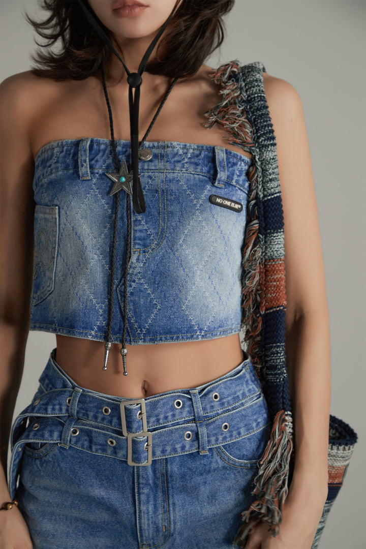 Argyle Denim Tube Top