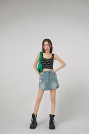 Logo Crop Sleeveless Knit Top