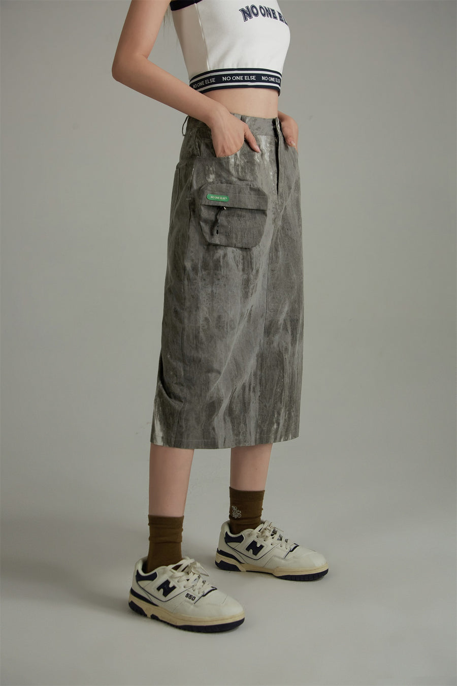 CHUU Vintage Washed Long Skirt