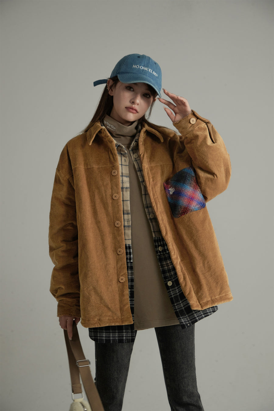 CHUU Color Block Corduroy Quilted Jacket