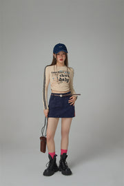 Heart Pocket Denim Mini Skirt