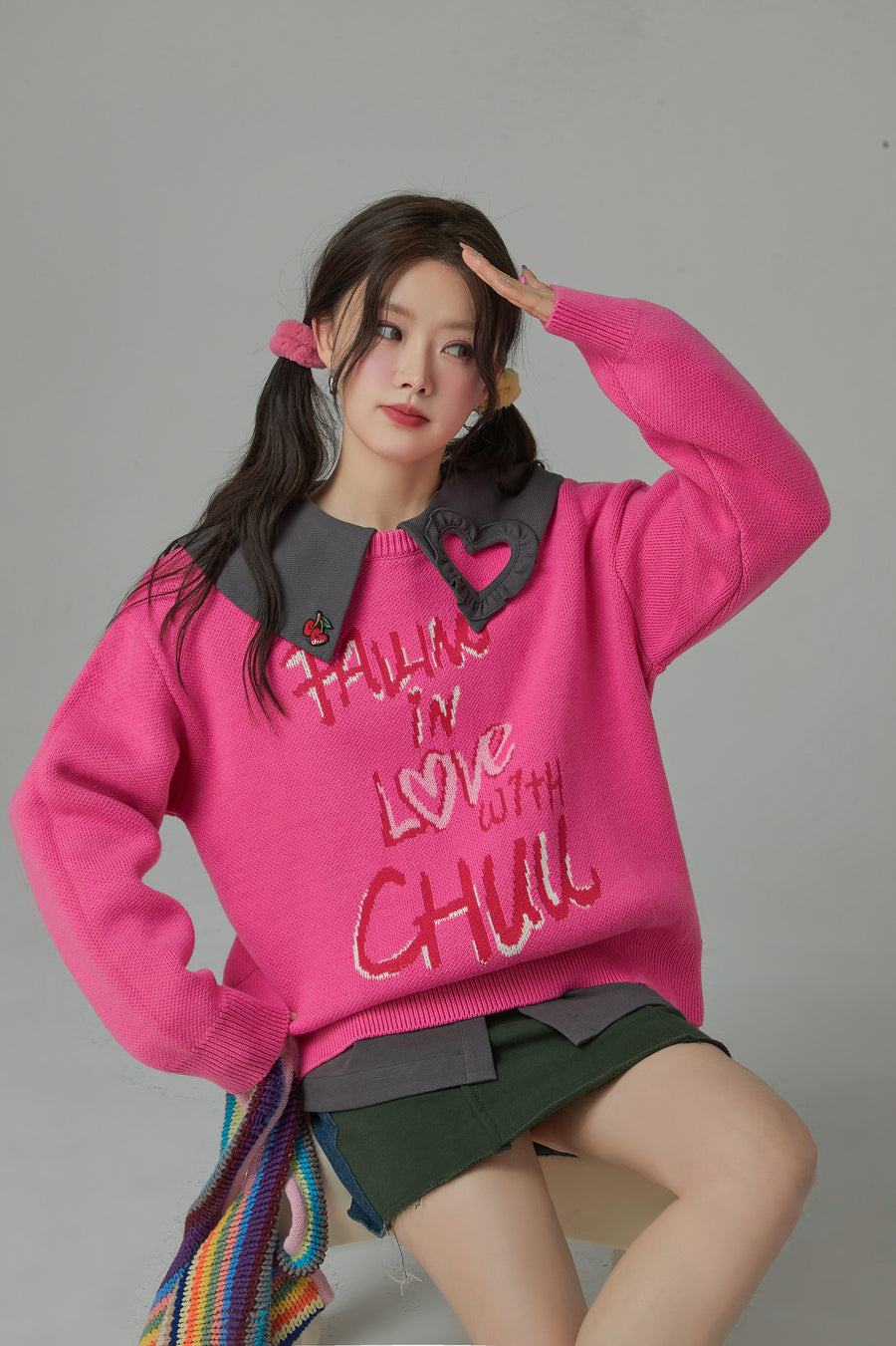 CHUU You And I Loose Fit Long Sleeve Knit Sweater