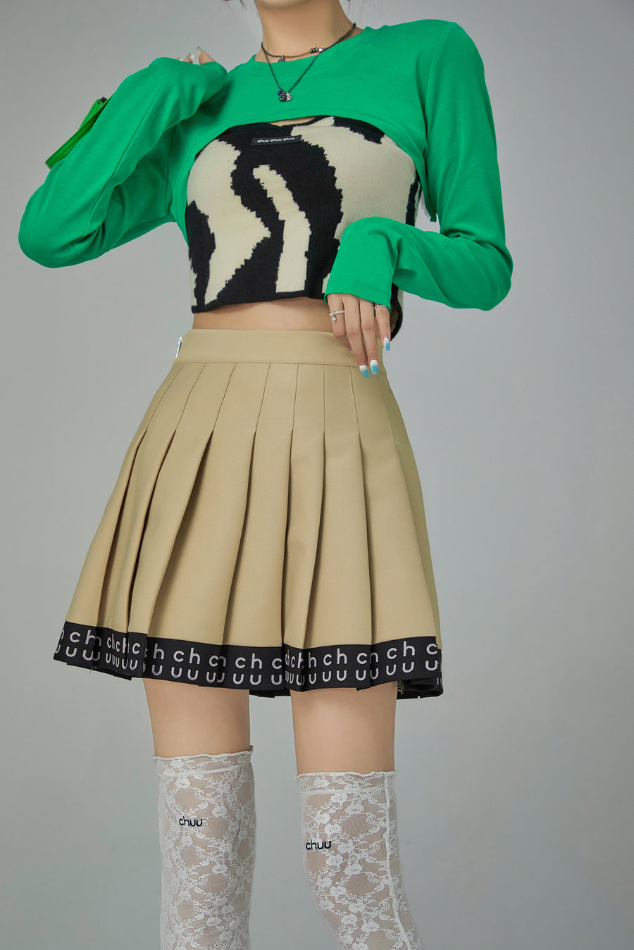 CHUU Hem Band Mini Tennis Pleated Skirt