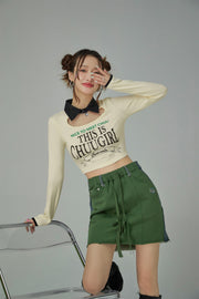 Chuu Girl Cut Out Collar Crop Top