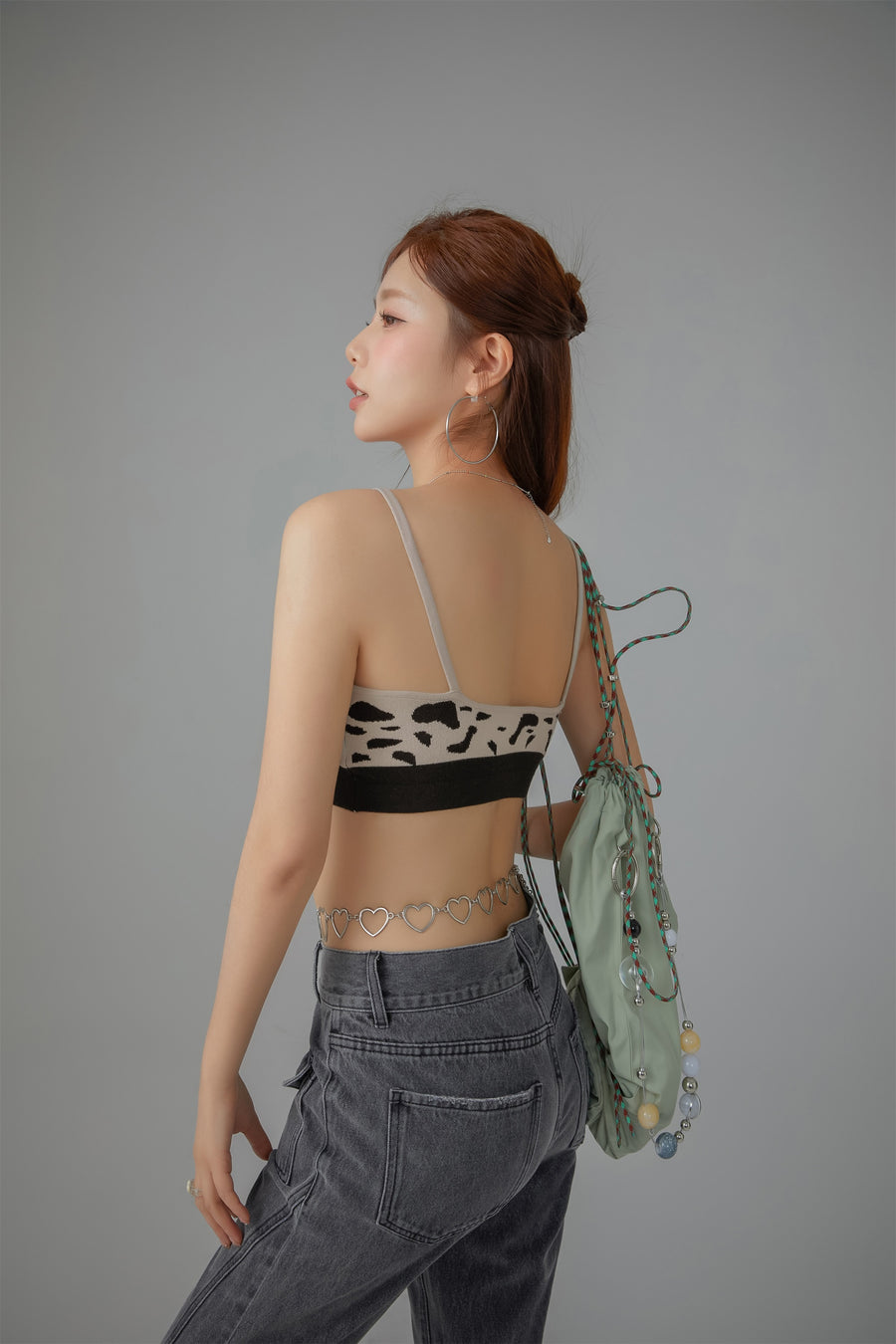 CHUU Printed Sleeveless Knit Bralette Top