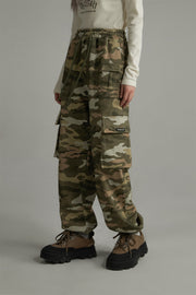 Camo Cargo Wide Cotton Pants