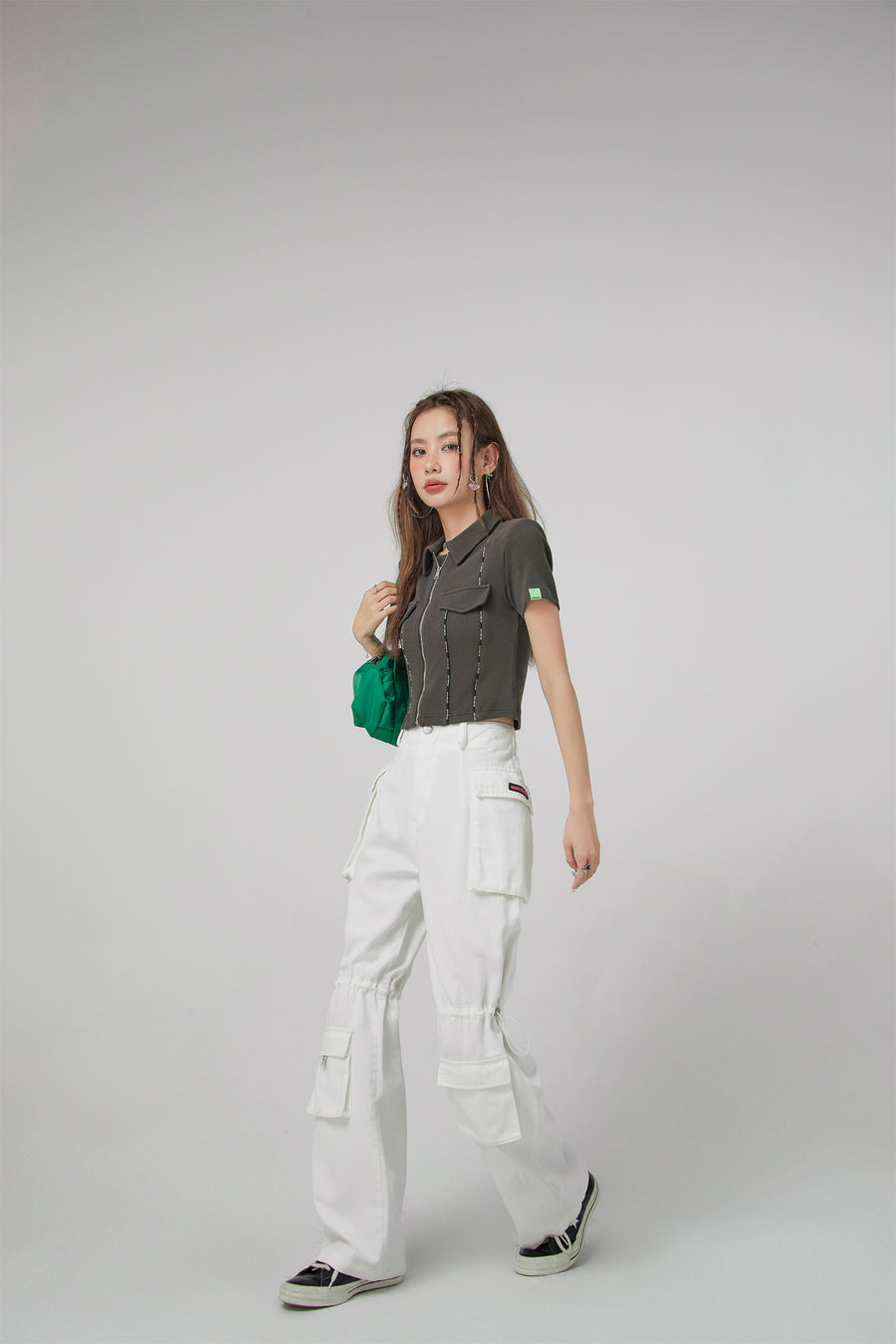 CHUU Zip-Up Short-Sleeve Cardigan