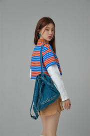 Only Upwards Color Stripe Crop T-Shirt