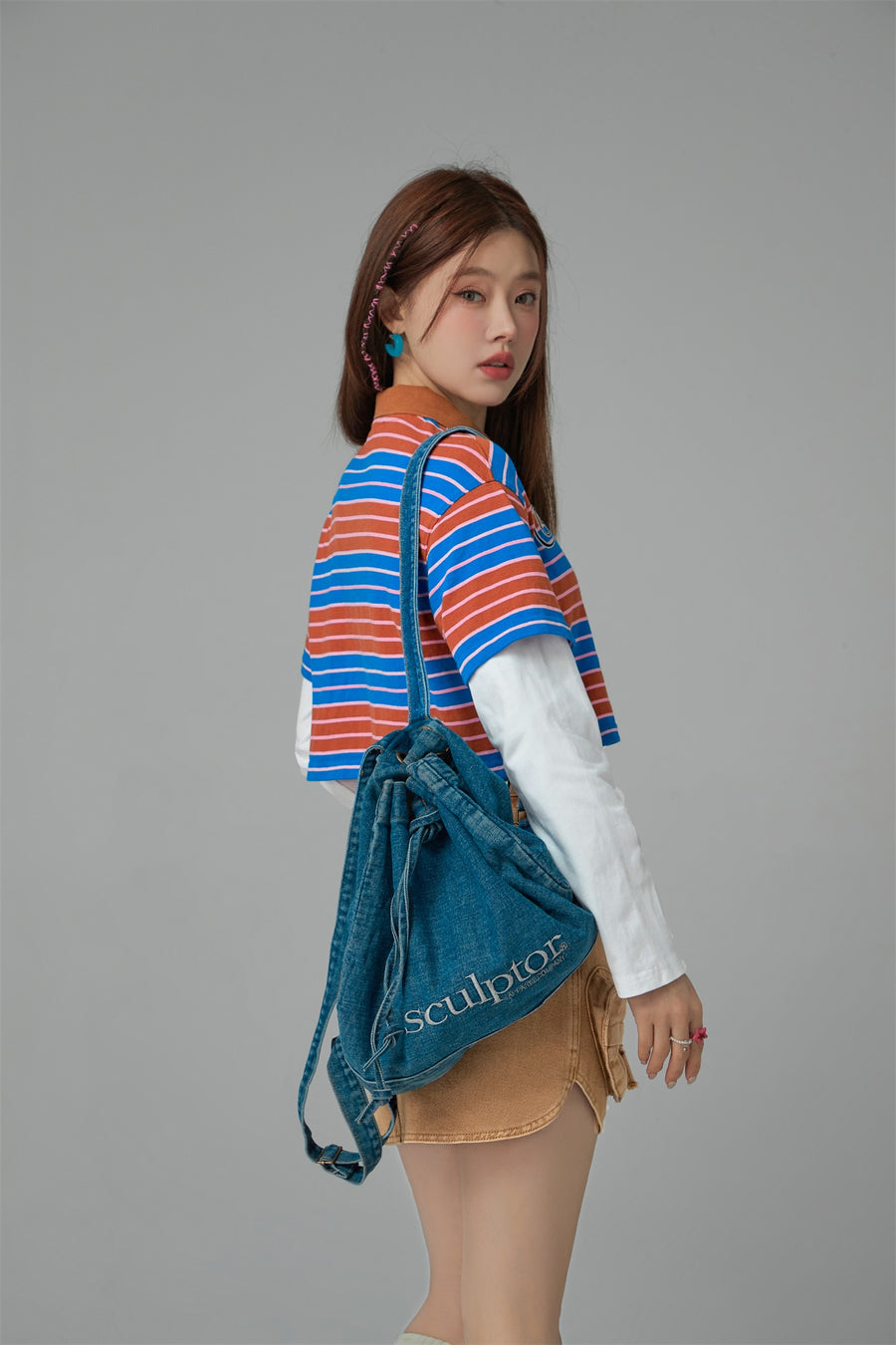 CHUU Only Upwards Color Stripe Crop T-Shirt