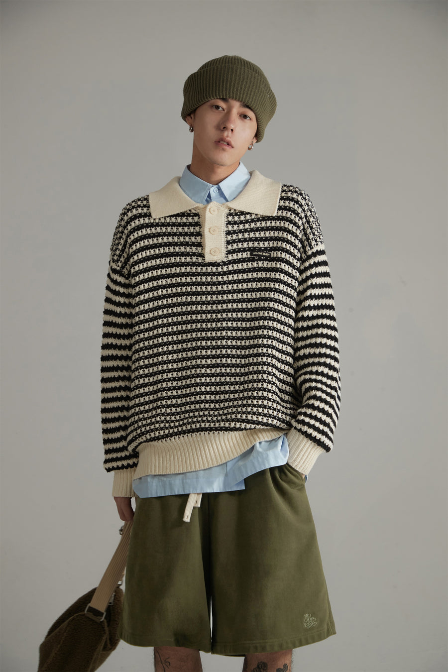 CHUU Vintage Loose Fit Stripe Knit Sweater