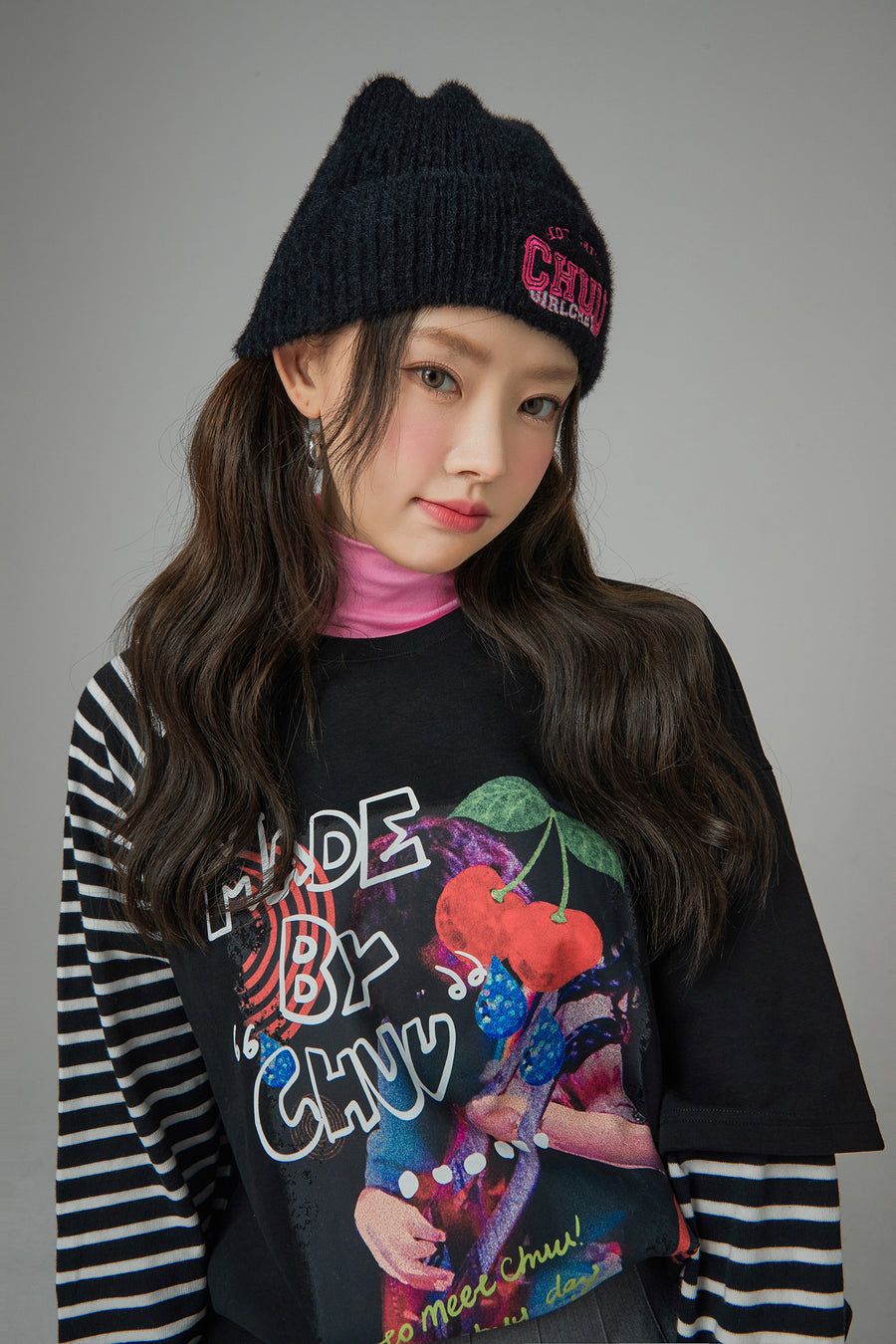 CHUU Cool Girl Stripe Colored T-Shirt