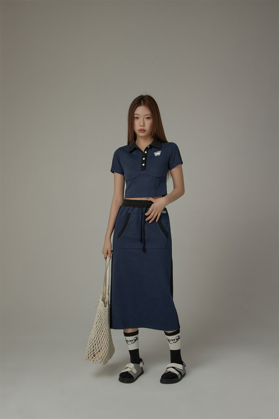 CHUU Two Toned String Skirt