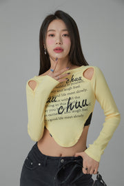 Shoulder Cut Outs Cropped T-Shirt