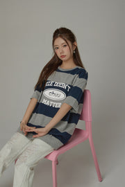 Size Doesnt Matter Striped Loose Fit T-Shirt