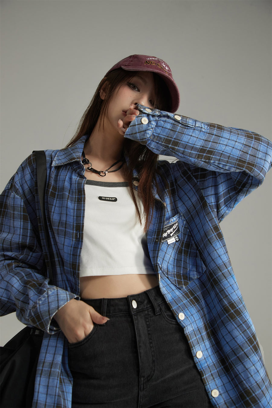 CHUU Vintage Check Button-Up Shirt