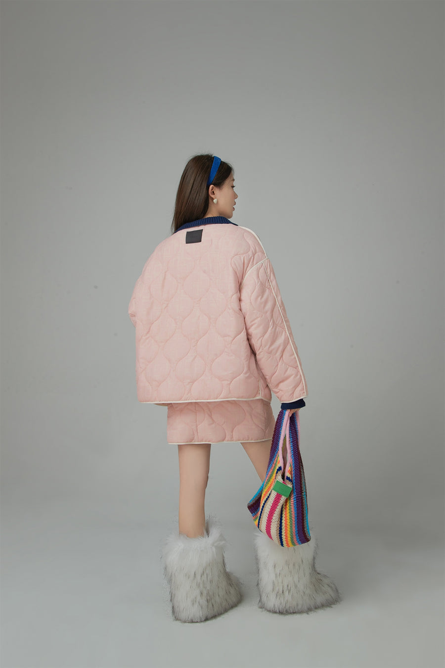 CHUU Over The Drama Pocket Wave Quilted Jacket