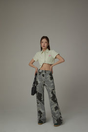 Unbalanced Chuu Baby Cropped Shirt