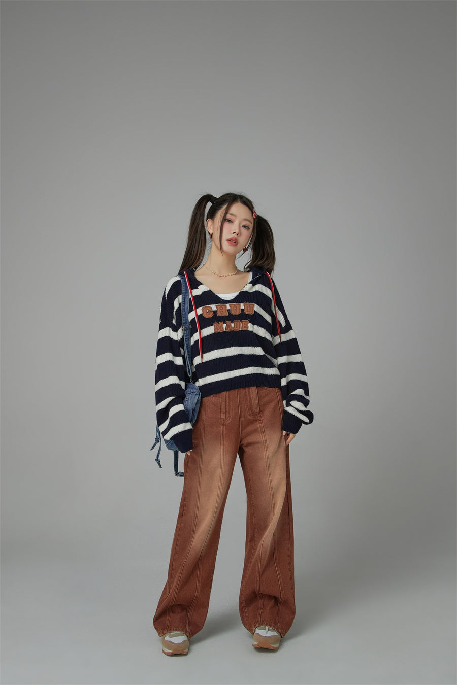 CHUU Brown Gradient Denim Wide Pants