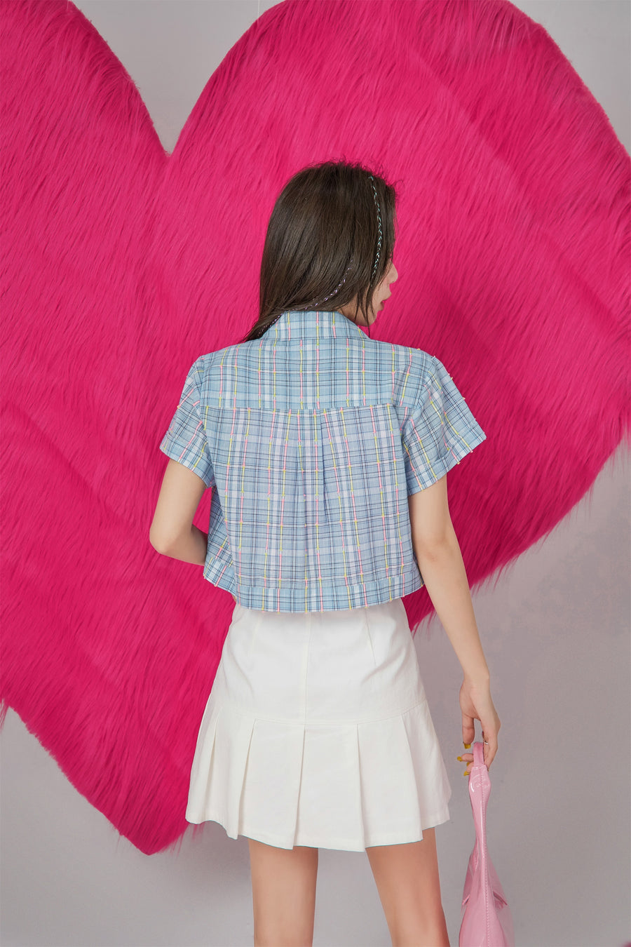 CHUU The Clues She Left Behind Checkered Shirt