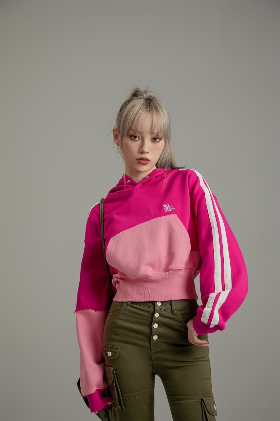 CHUU Button Color Overfit Hoodie