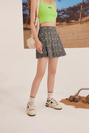 Confused Frog Print Mini Skirt