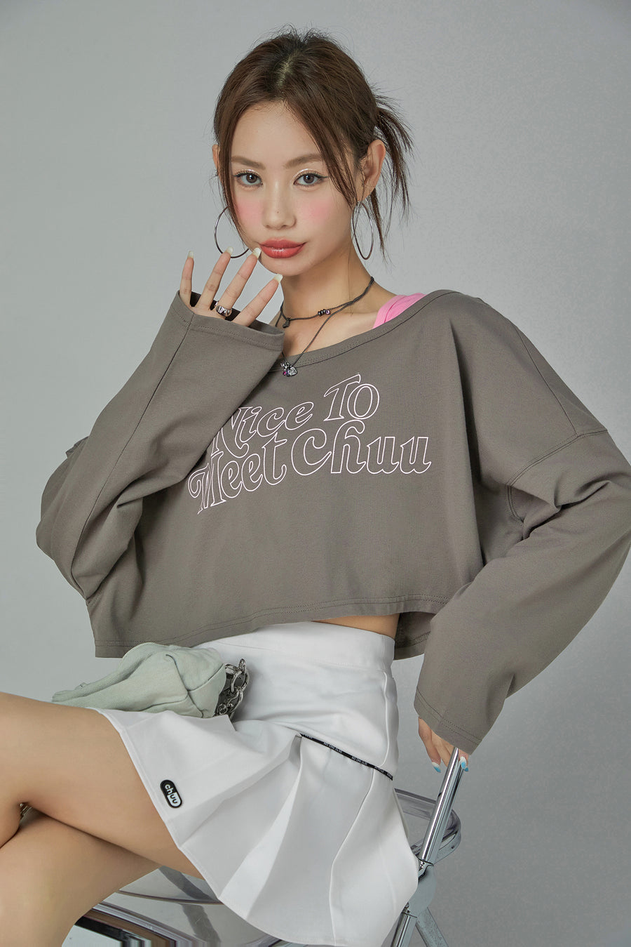 CHUU Nice To Meet Chuu Off Shoulder Top