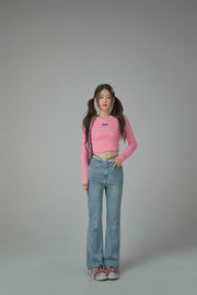 Waist Wrap Checkered Bootcut Jeans