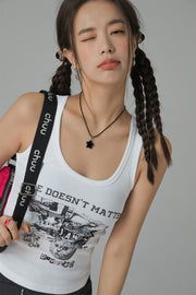 Size Doesnt Matter U-Neck Crop Sleeveless Tank Top