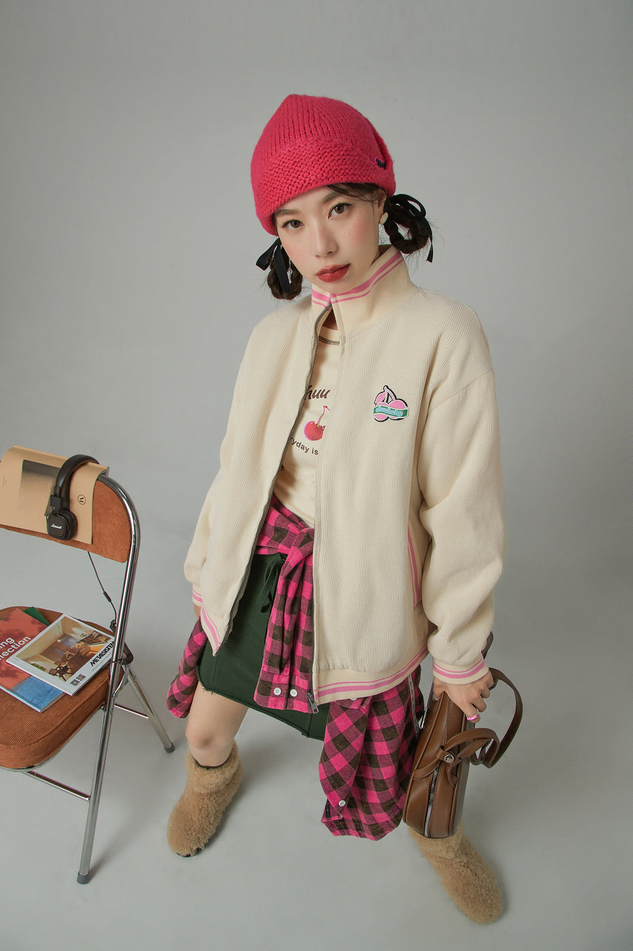 CHUU On To The Latest Cherry Embroidered Oversized Jacket