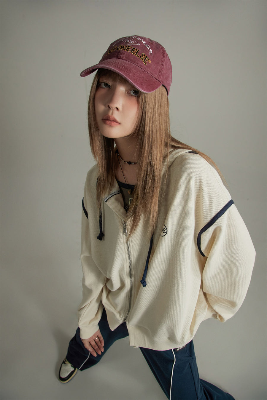 CHUU Casual Loose Fit Zip-Up Hoodie