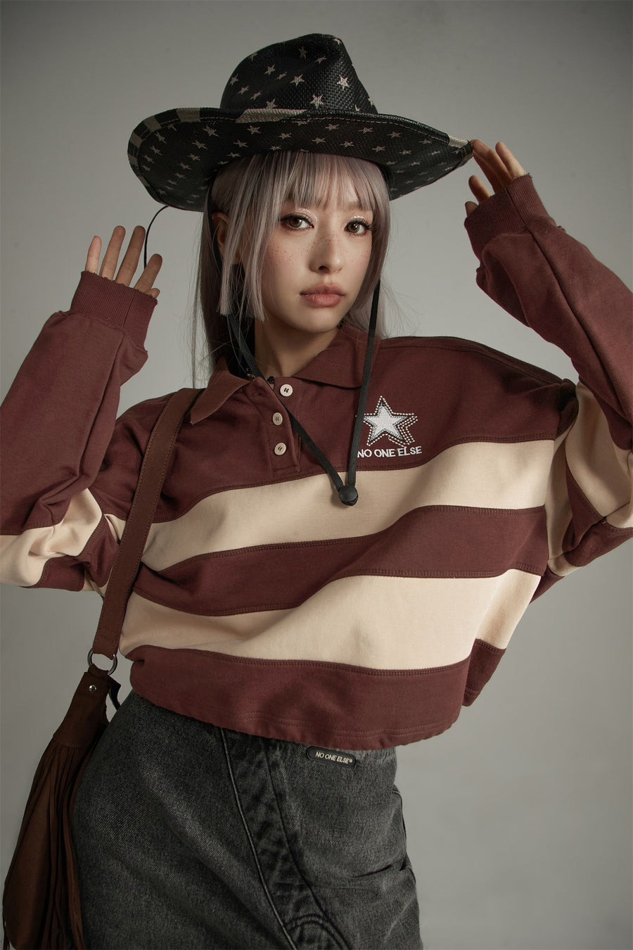 CHUU Polo Neck Vintage Sweatshirt