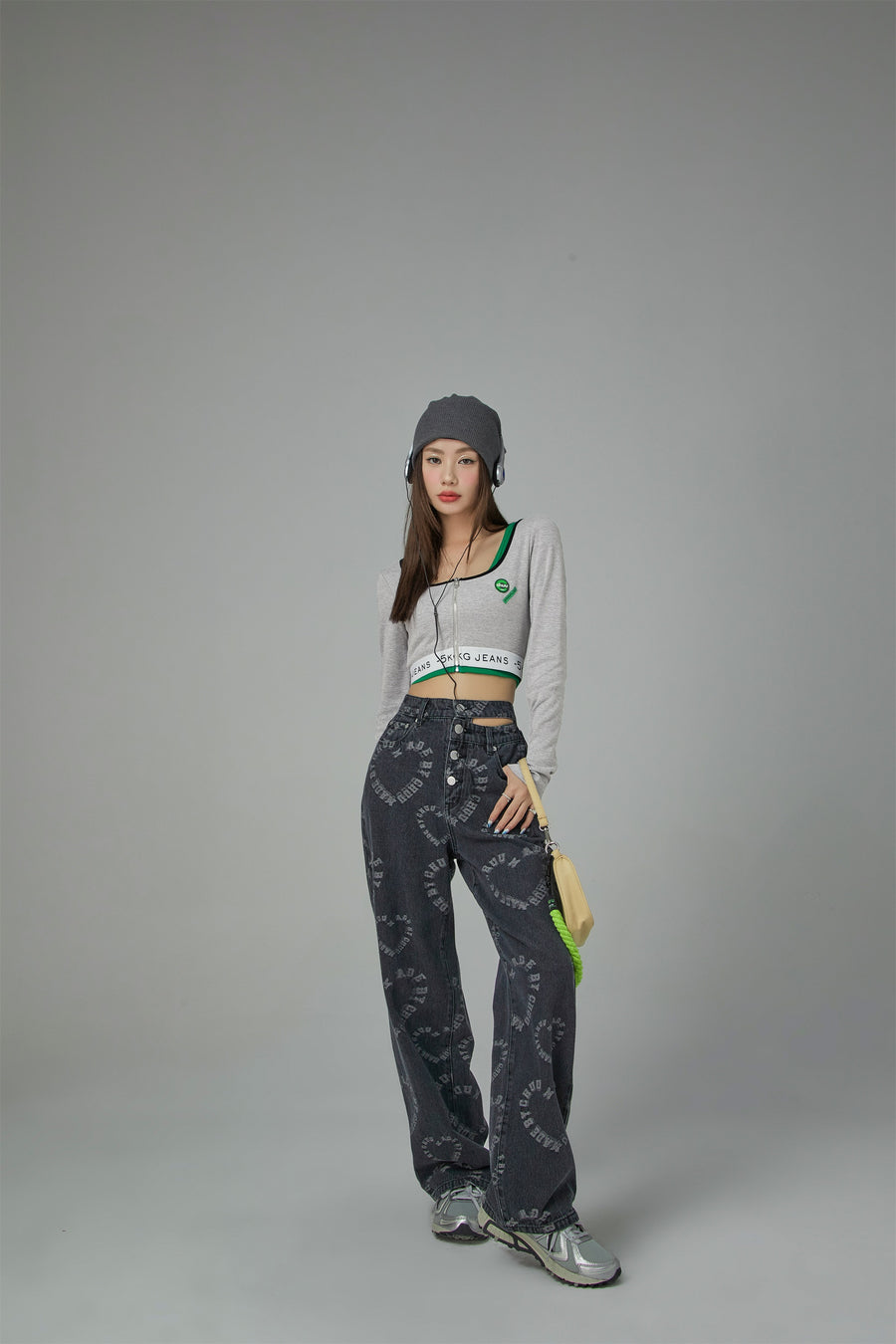 CHUU '-5Kg Jeans Zip-Up Crop Top