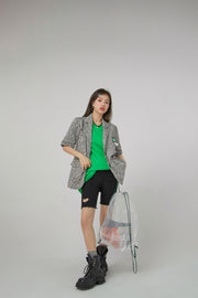 Zebra Short-Sleeve Blazer Jacket