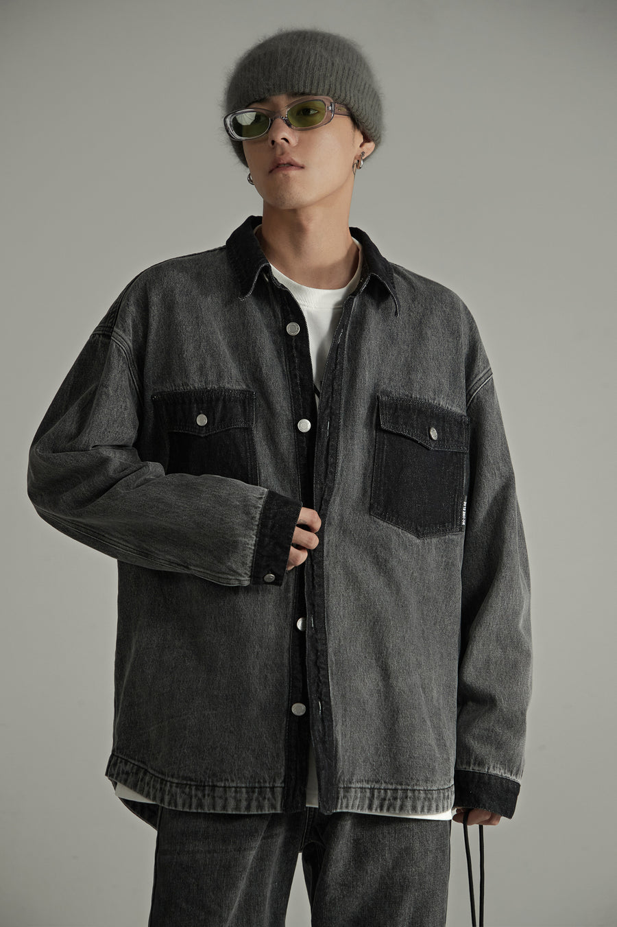 CHUU Pocket Wide Denim Shirt